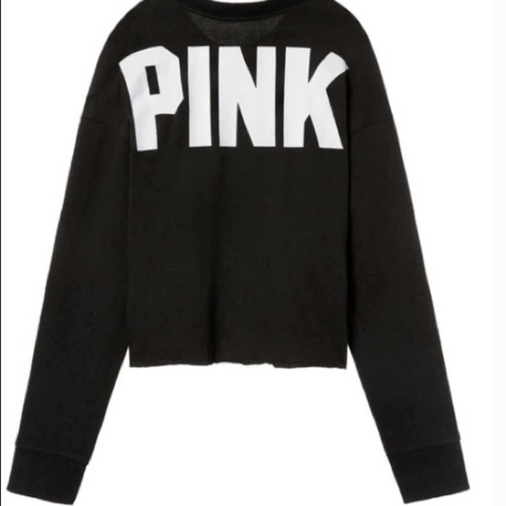 Trendy PINK by Victoria's Secret cropped Sweatshirt block design w/ snap sleeves